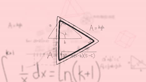 animation of play icon over mathematical equations on pink background