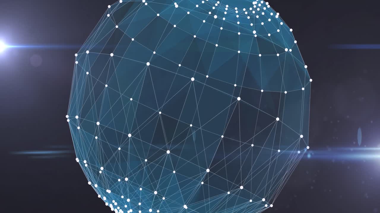 Animation of digital network of connections with globe