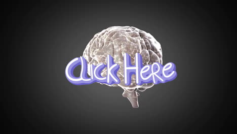 animation of brain with bright green click here text over it
