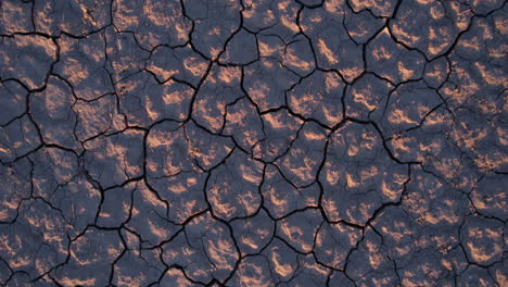 Dry-Cracked-Soil-After-Drought,-Top-Down-View