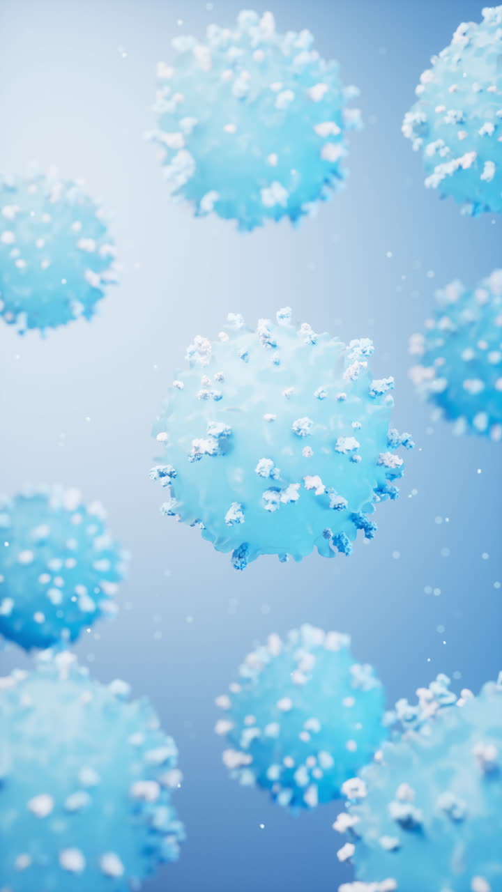 Lymphocytes and biological immune system, 3d rendering.