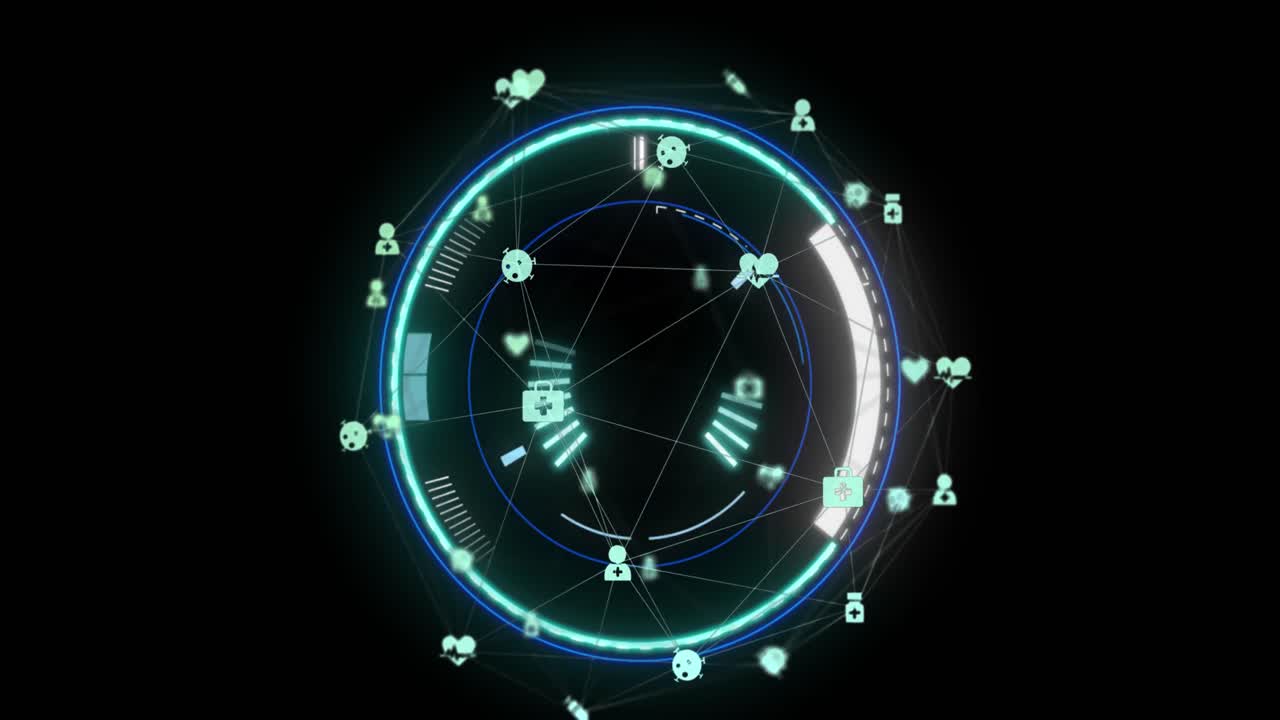 Animation of scope scanning, networks and data processing over globe