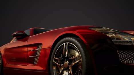 luxury sport car in dark studio with bright lights