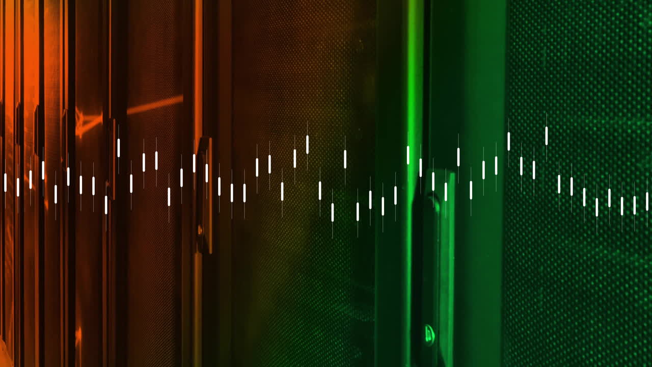 animación del procesamiento de datos digitales a través de servidores informáticos