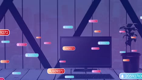 animación de los iconos de los medios en la oficina