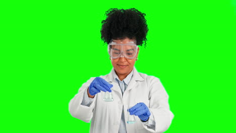 Green-screen-chemical,-woman