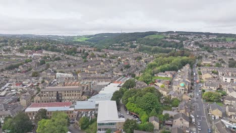 urban sprawl of industrial and housing buildings of huddersfield england