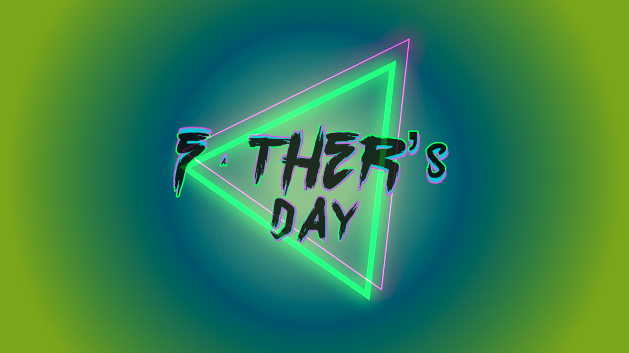 texto de animación día del padre sobre fondo de moda y club con triángulo verde brillante