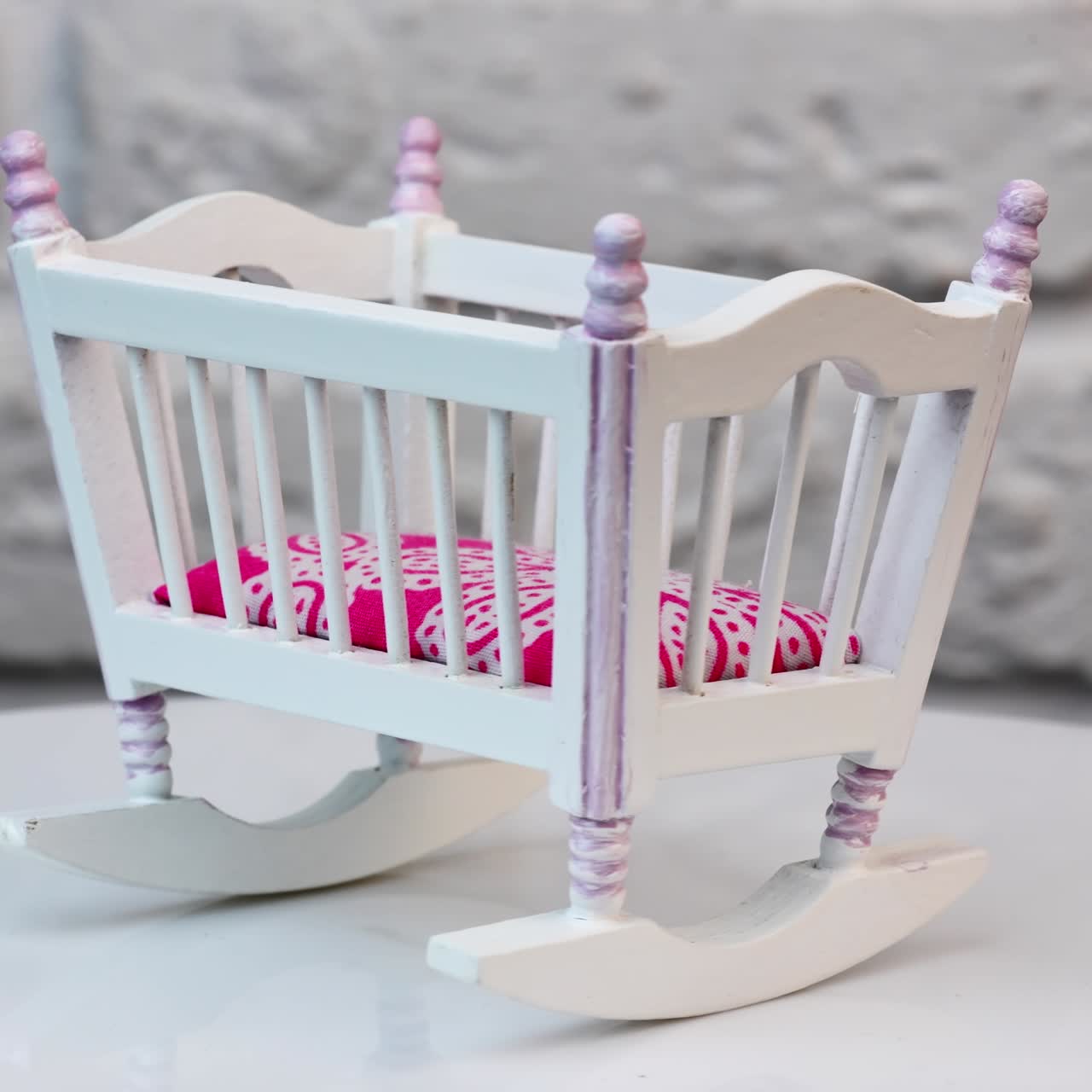 Furniture isolated against wall background. Modern toy isolated on white background