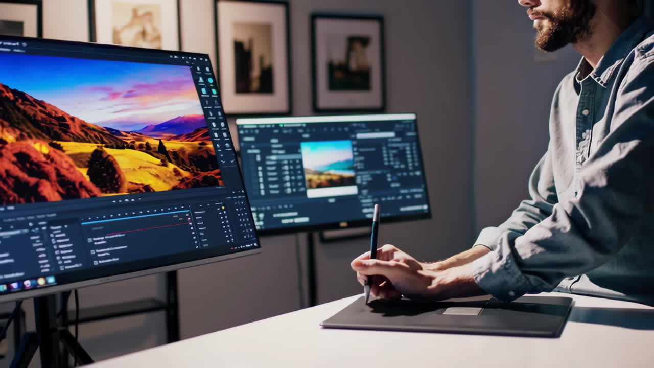 Graphic Designer Working on Multiple Projects