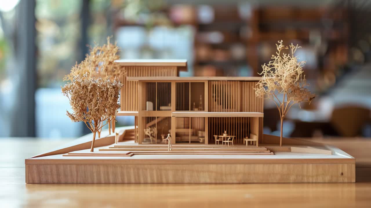 Wooden Architecture Model of a Modern House
