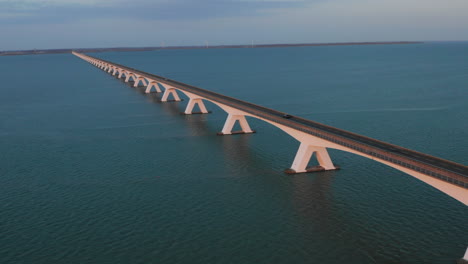 Aerial:-The-famous-Zeelandbridge-during-sunset