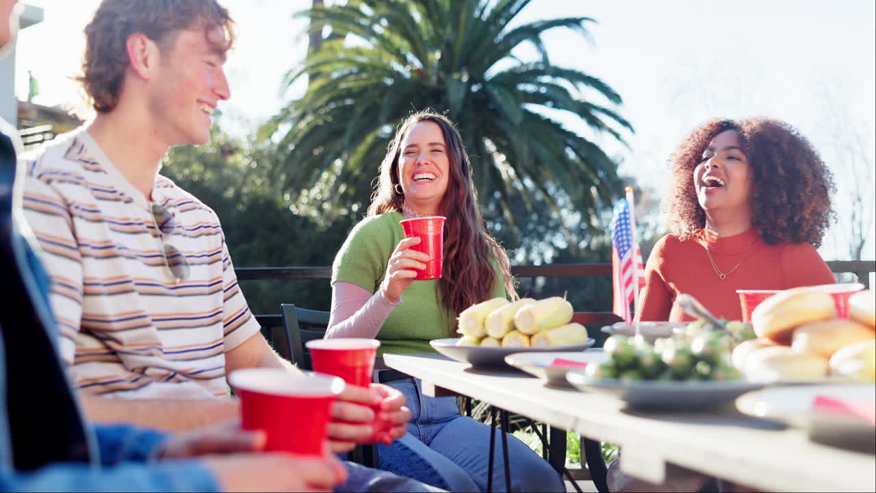 Friends enjoying a summer party outdoors