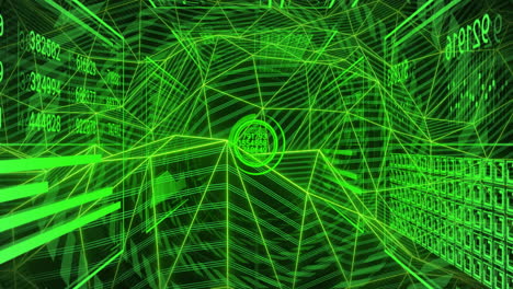 animation of vibrant green digital grid with numbers and geometric patterns
