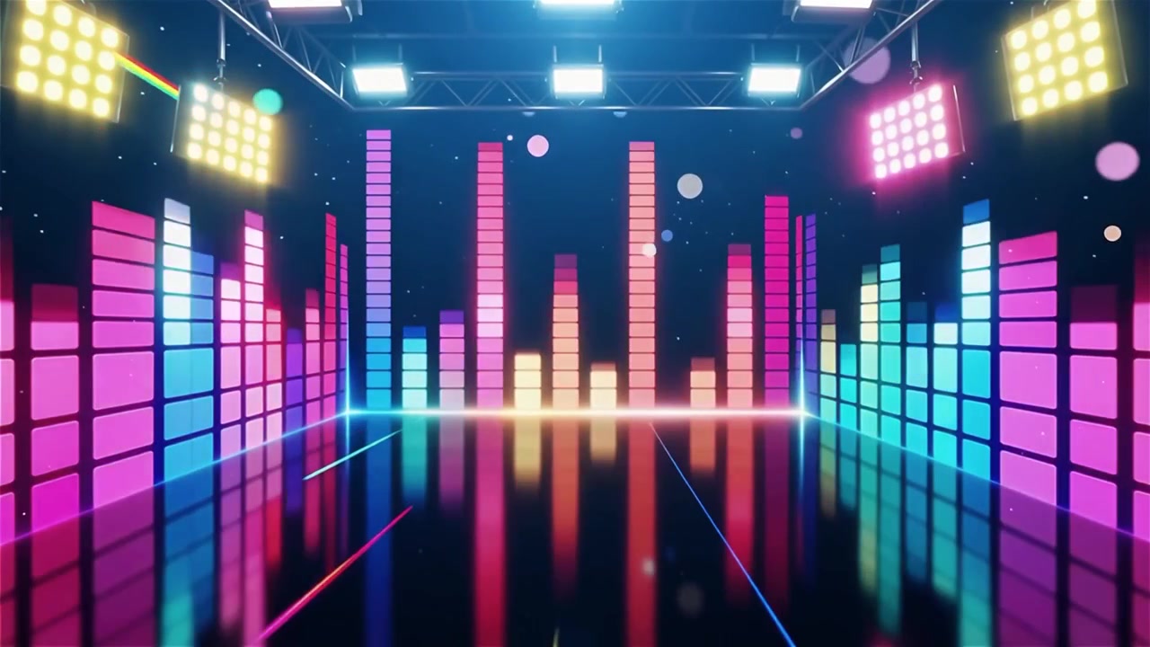 Futuristic Rainbow Neon Music Equalizer Visualizer Background