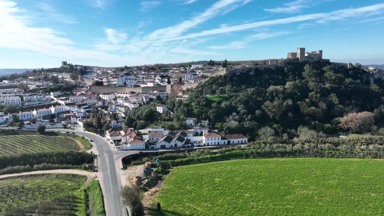 Óbidos by drone on a sunny winter day