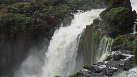 close up of a big waterfall. slow-motion video