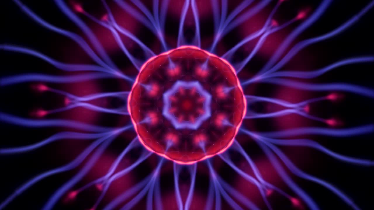 cambiando el fondo del caleidoscopio en colores neón generista de una bola de plasma