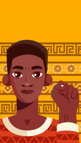 motion graphic de ilustración plana para el día de concienciación negra con el hombre y el puño hacia arriba