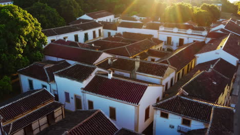 charming old town with white houses and red tile roofs