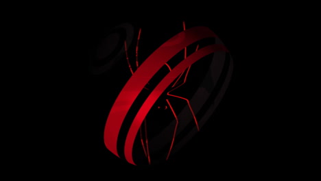 animation of red circle and moving spider on black background