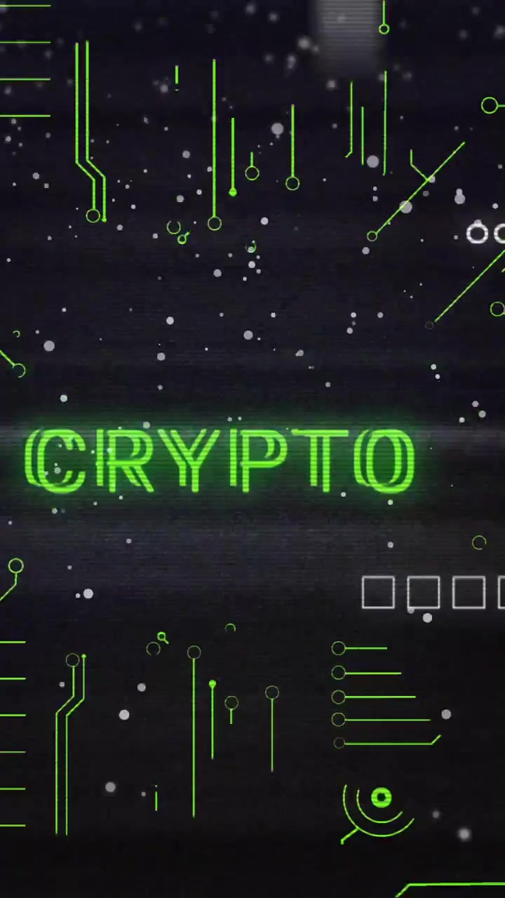 Animation of data processing over crypto text and connections