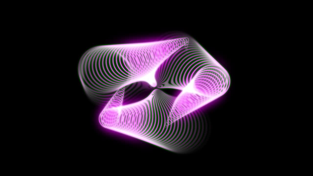 Animation of abstract geometric shapes.  A background full of imagination and creativity. The background is black. The color is pink.