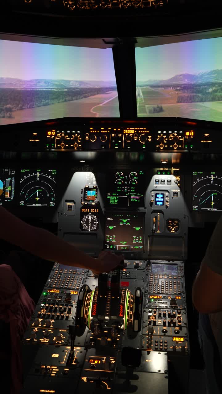 Vertical view into the cockpit of the Airbus A320 during flight.