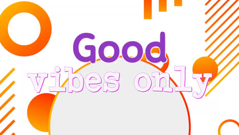 animation of good vibes only over abstract shapes on white background