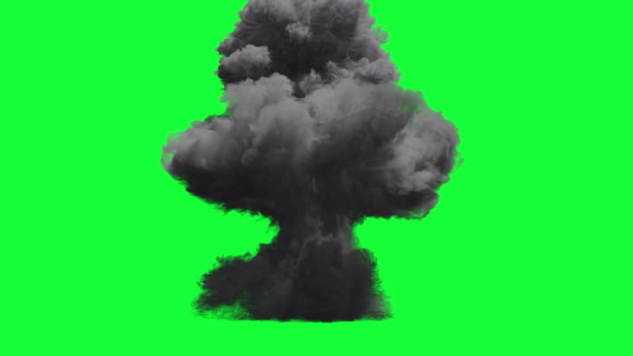 explosión de humo en la pantalla verde