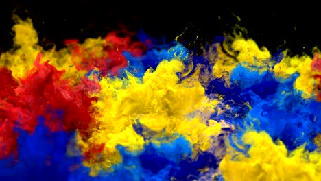 color burst - multiple colorful smoke explosions fluid powder liquid gas particles slow motion alpha matte