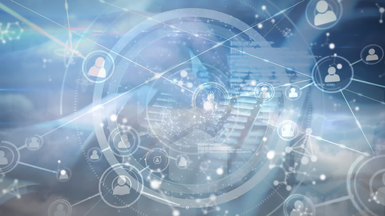 노트북을 통해 스 ⁇  스캐닝과 네트워크 연결의 애니메이션