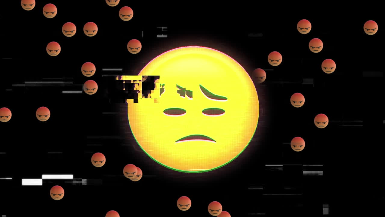 검은색 배경의 이모지 아이콘에 대한 간섭의 애니메이션