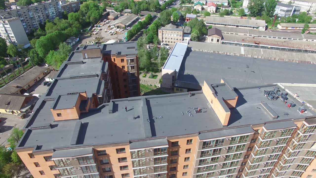 Modern Newly Built Housing Development. Aerial shot of the construction of a residential apartment complex