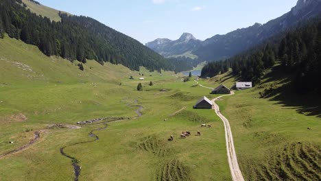 hiking trail at the swiss alps in switzerland