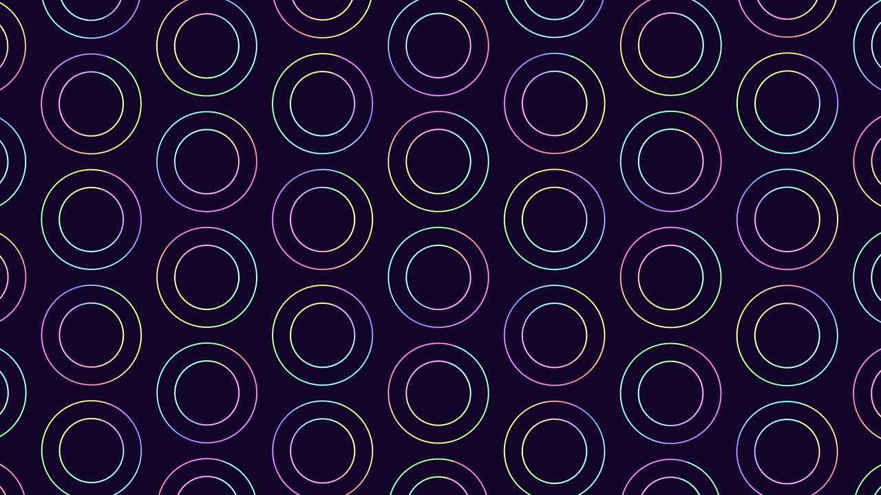 patrón de círculo colorido en fondo oscuro con líneas de conexión