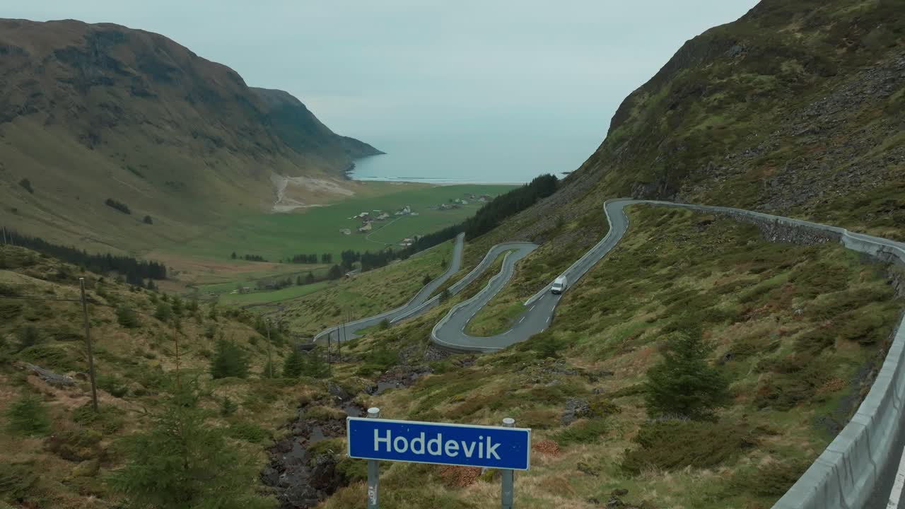 Campervan driving to the beach og Hoddevik in Norway