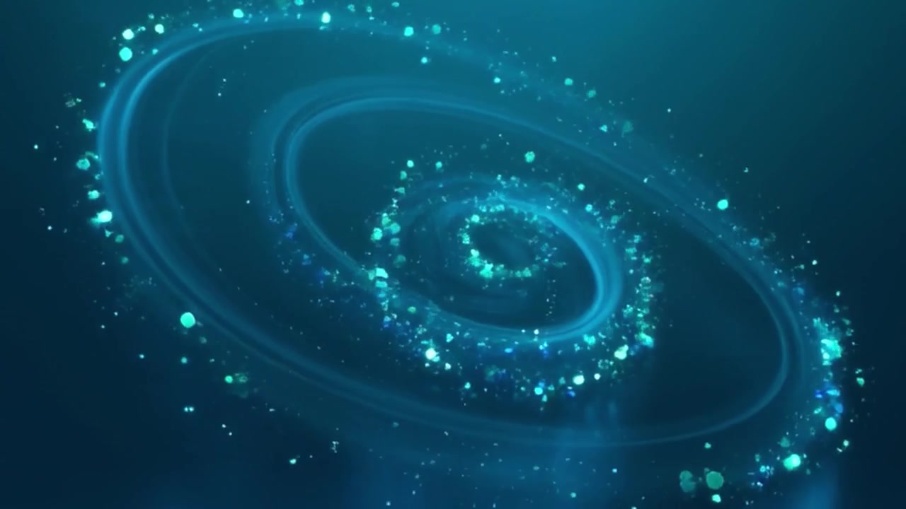 Abstract Blue Spiral Galaxy Animation with Glowing Particles