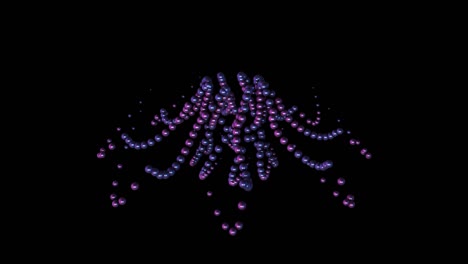animación abstracta de bolas en movimiento. animación. puntos de color en movimiento en el espacio sobre un fondo negro