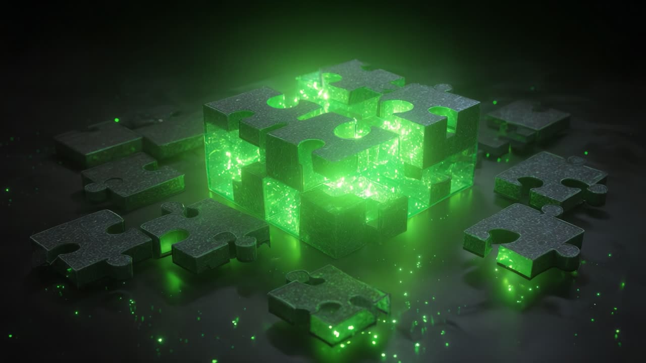 An Enigmatic Puzzle Surrounded by a Mystical Glow: Exploring the Interplay of Light and Shadow in Intricate Puzzle Pieces, Evoking Curiosity and Imagination in a Captivating Visual Narrative