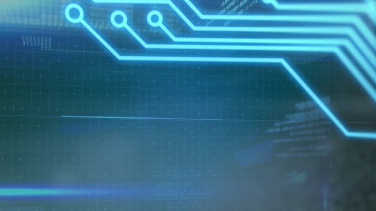 Animation of neon connections over data processing