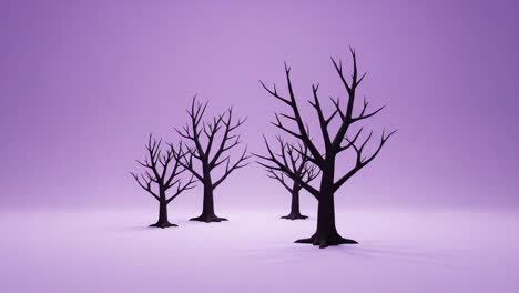 a striking contrast of black trees against a soft purple background, capturing the essence of minimalism and abstract art in nature's form