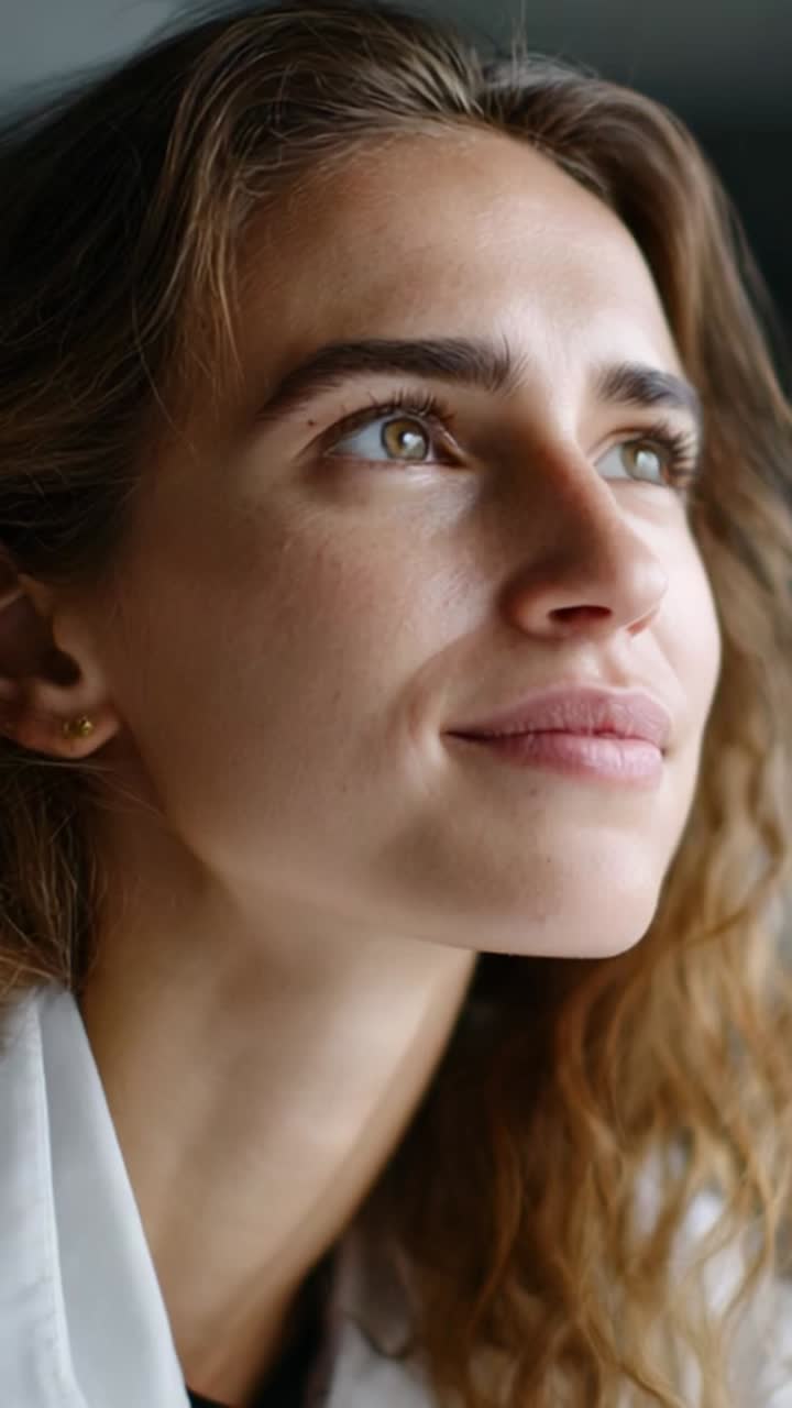 Captivating Expression of a Young Woman with Natural Beauty and Warm Features in a Softly Lit Ambiance Showcasing Her Serene Character and Poised Presence