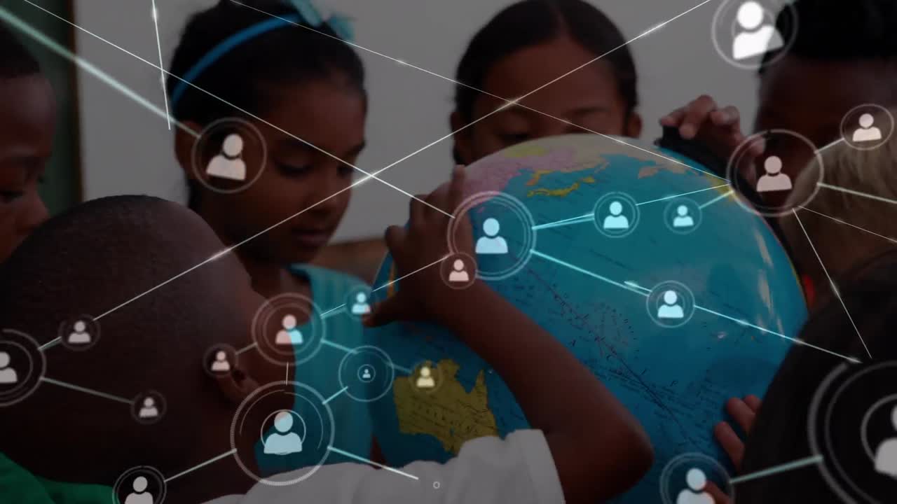 animación de conexiones entre diversos alumnos con el mundo en la escuela