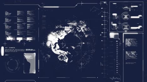 Animation-of-mathematical-equations-over-interface-with-data-processing-against-spinning-globe