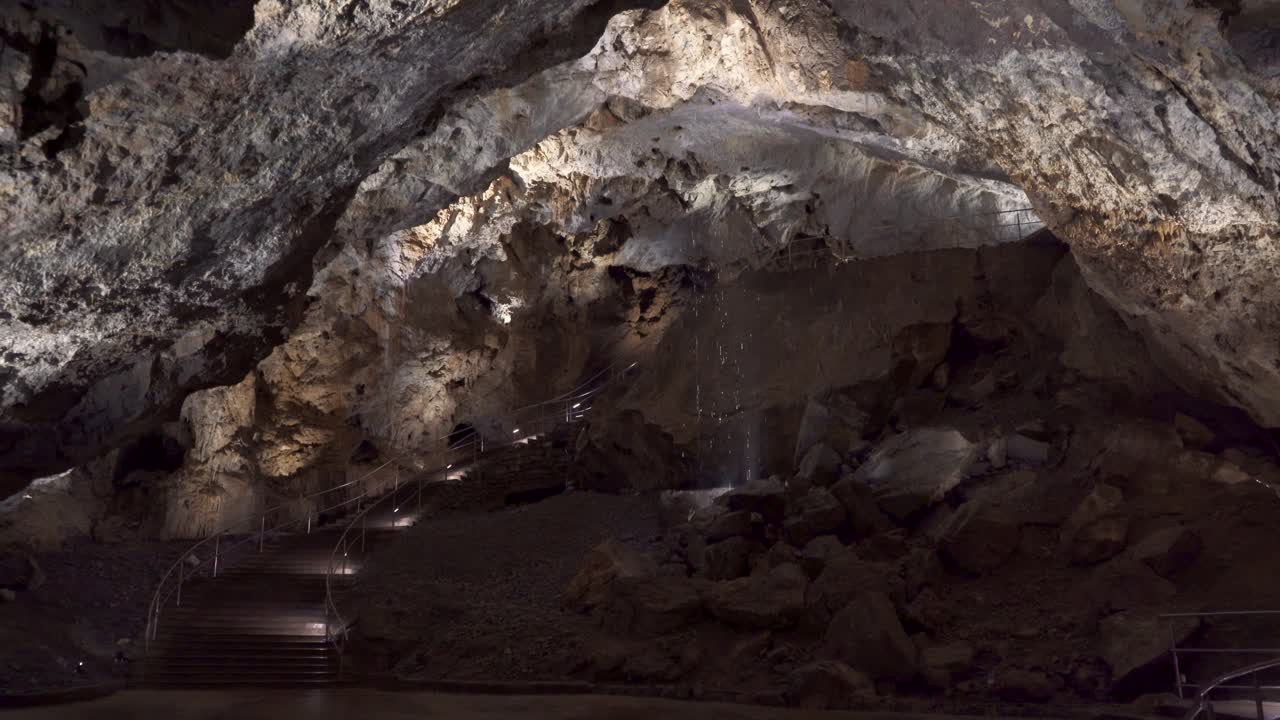 Demanovska Cave Of Liberty In Low Tatras Slovakia With Stalactites Stalagmites And Underground Waterfall Lake Most Visited Cave In Slovakia Natural Limestone Formations Captured In Cinematic 4K