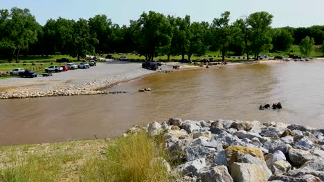 static video of a flooded boat ramp on lake texoma on oklahoma side. this is just south of the denison dam.