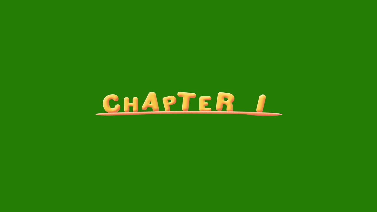 Chapter 1 Wobbly gold yellow text Animation pop up effect on a green screen - chroma key