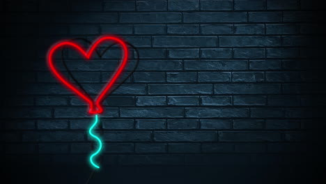 señal de corazón de luz led en una pared de ladrillo