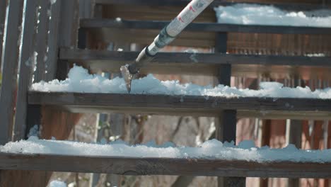 removing big blocks of ice from staircase